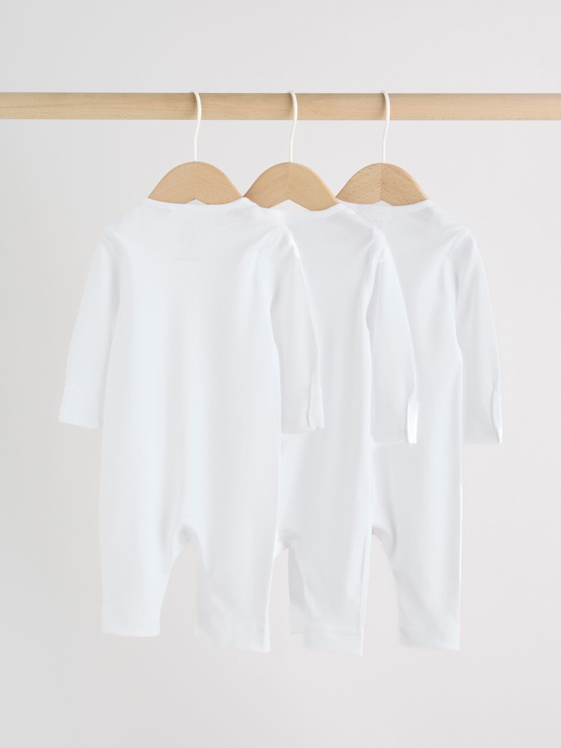 White Kind to Skin Baby Sleepsuits 3 Pack (0-2yrs) image 3