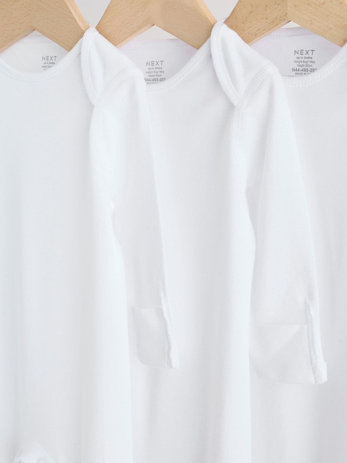 White Kind to Skin Baby Sleepsuits 3 Pack (0-2yrs) image 6