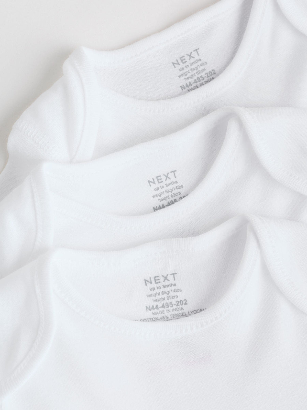 White Kind to Skin Baby Sleepsuits 3 Pack (0-2yrs) image 7