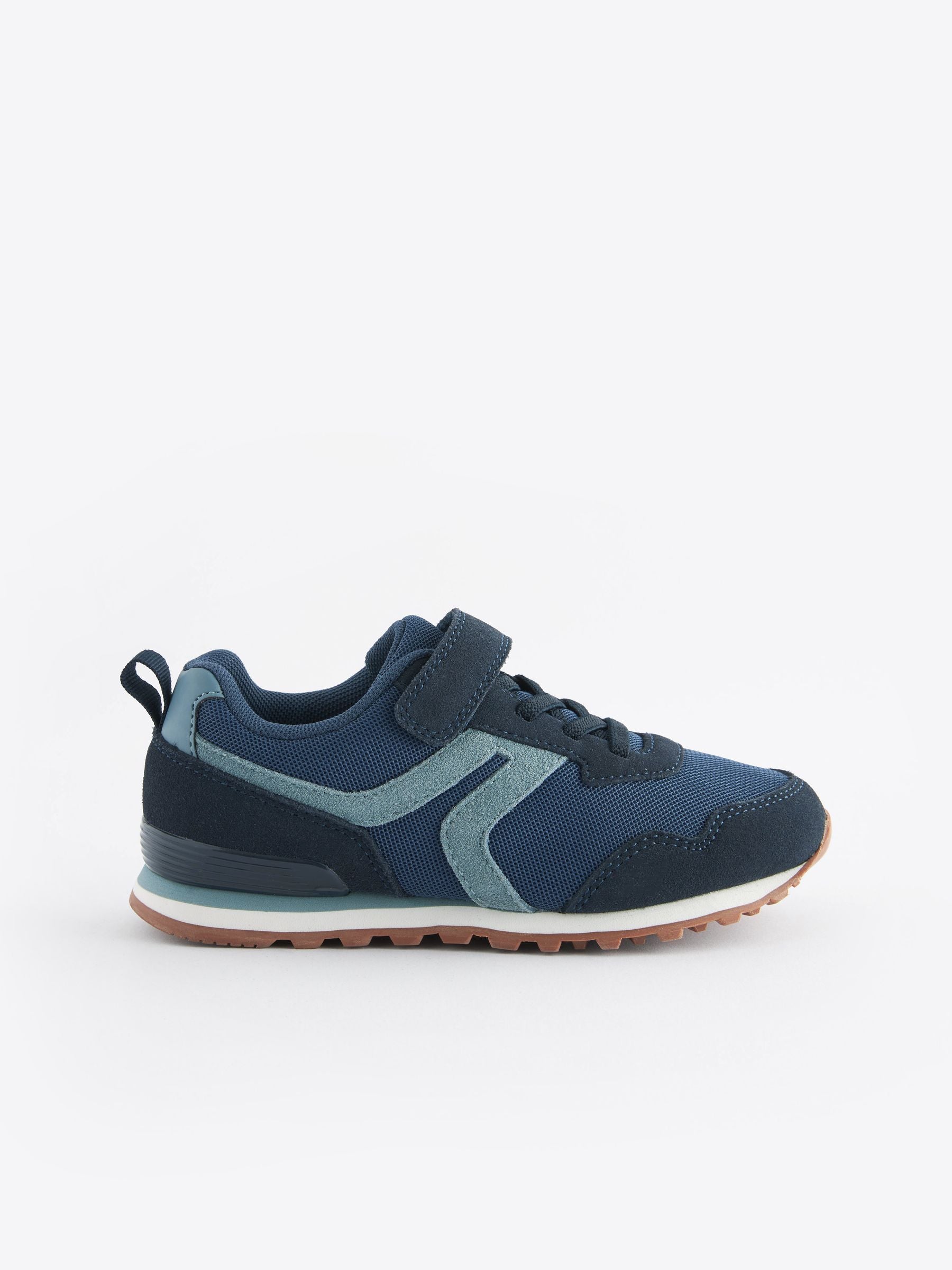Navy Blue Standard Fit (F) One Strap Elastic Lace Trainers image 2