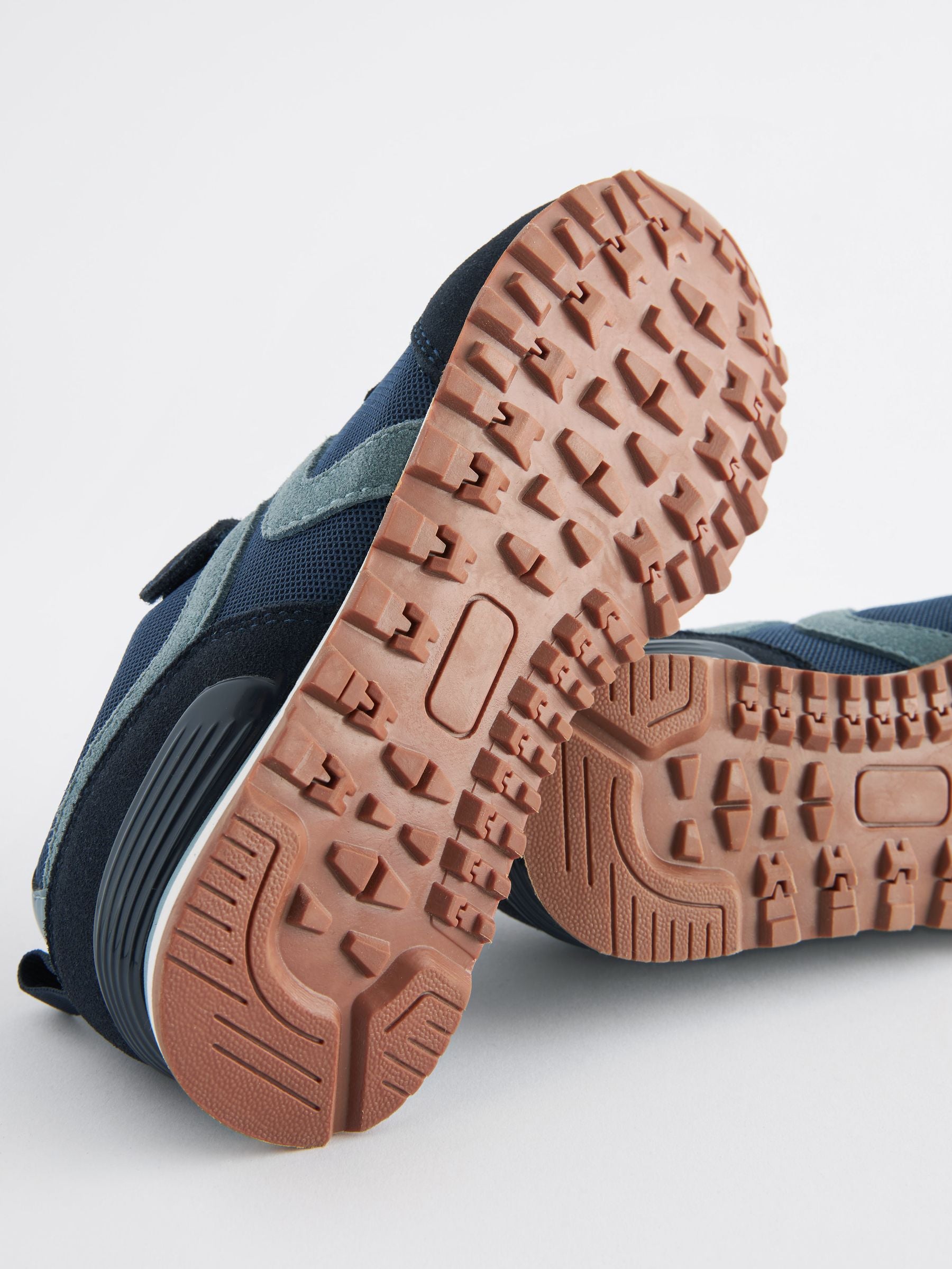 Navy Blue Standard Fit (F) One Strap Elastic Lace Trainers image 3