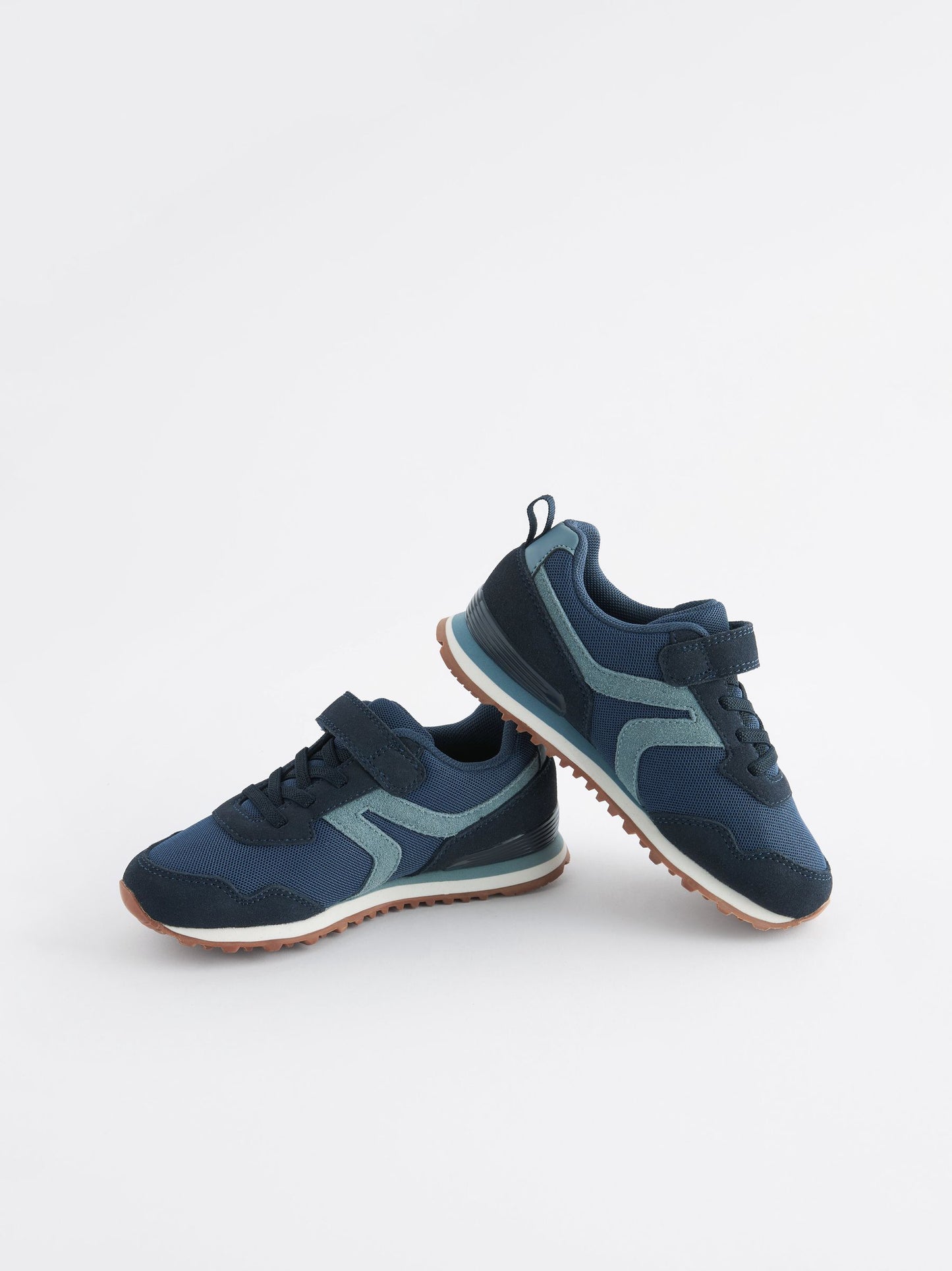 Navy Blue Standard Fit (F) One Strap Elastic Lace Trainers image 6