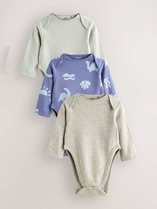 Dsiney Kidz - Blue Baby Hip Dysplasia Long Sleeve Bodysuits 3 Pack image 1