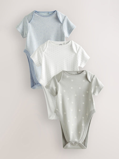 Dsiney Kidz - Blue Star Baby Hip Dysplasia Short Sleeve Bodysuits 3 Pack image 1