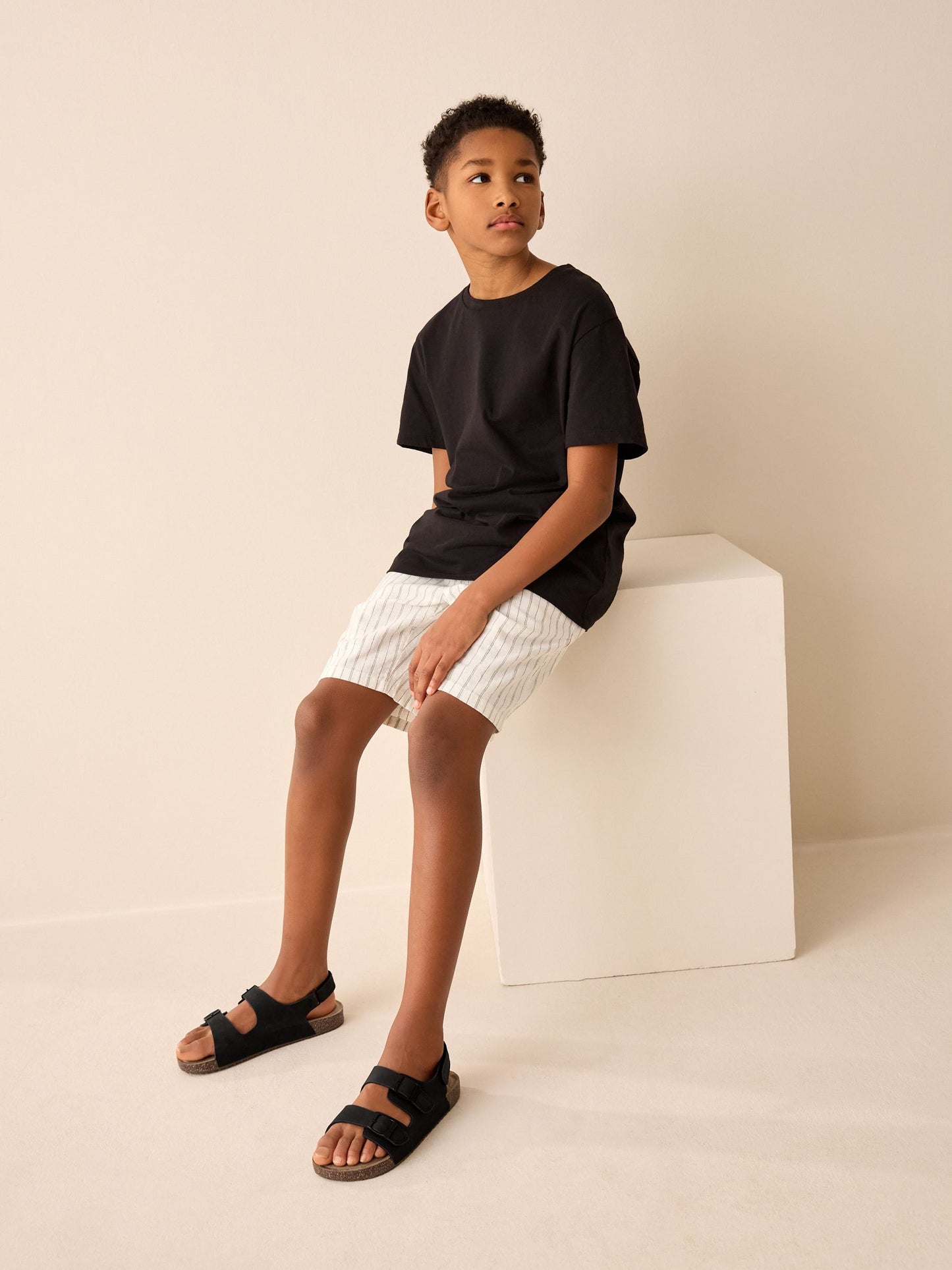Black Standard Fit (F) Double Buckle Cushioned Footbed Sandals image 3