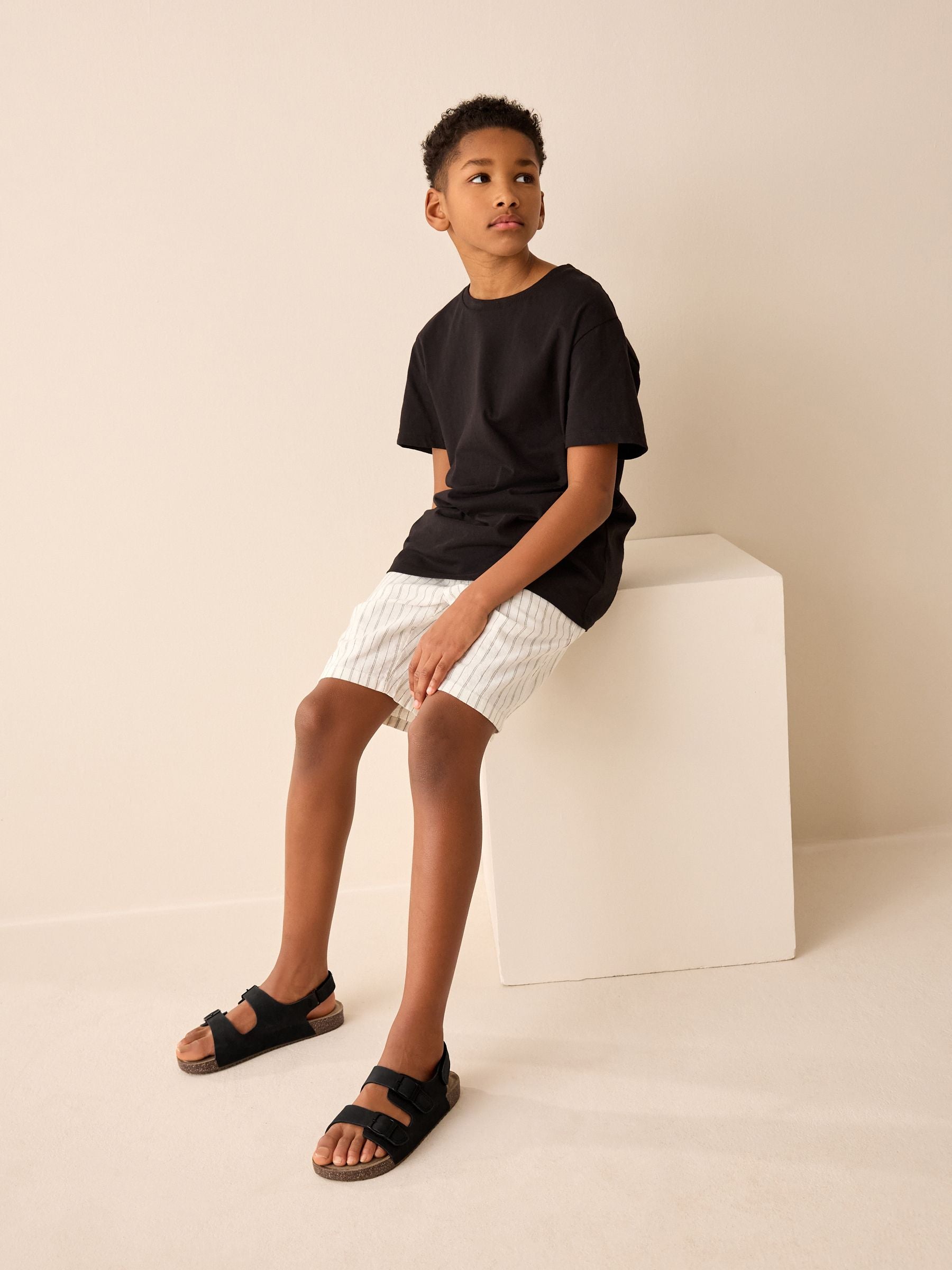 Black Standard Fit (F) Double Buckle Cushioned Footbed Sandals image 3