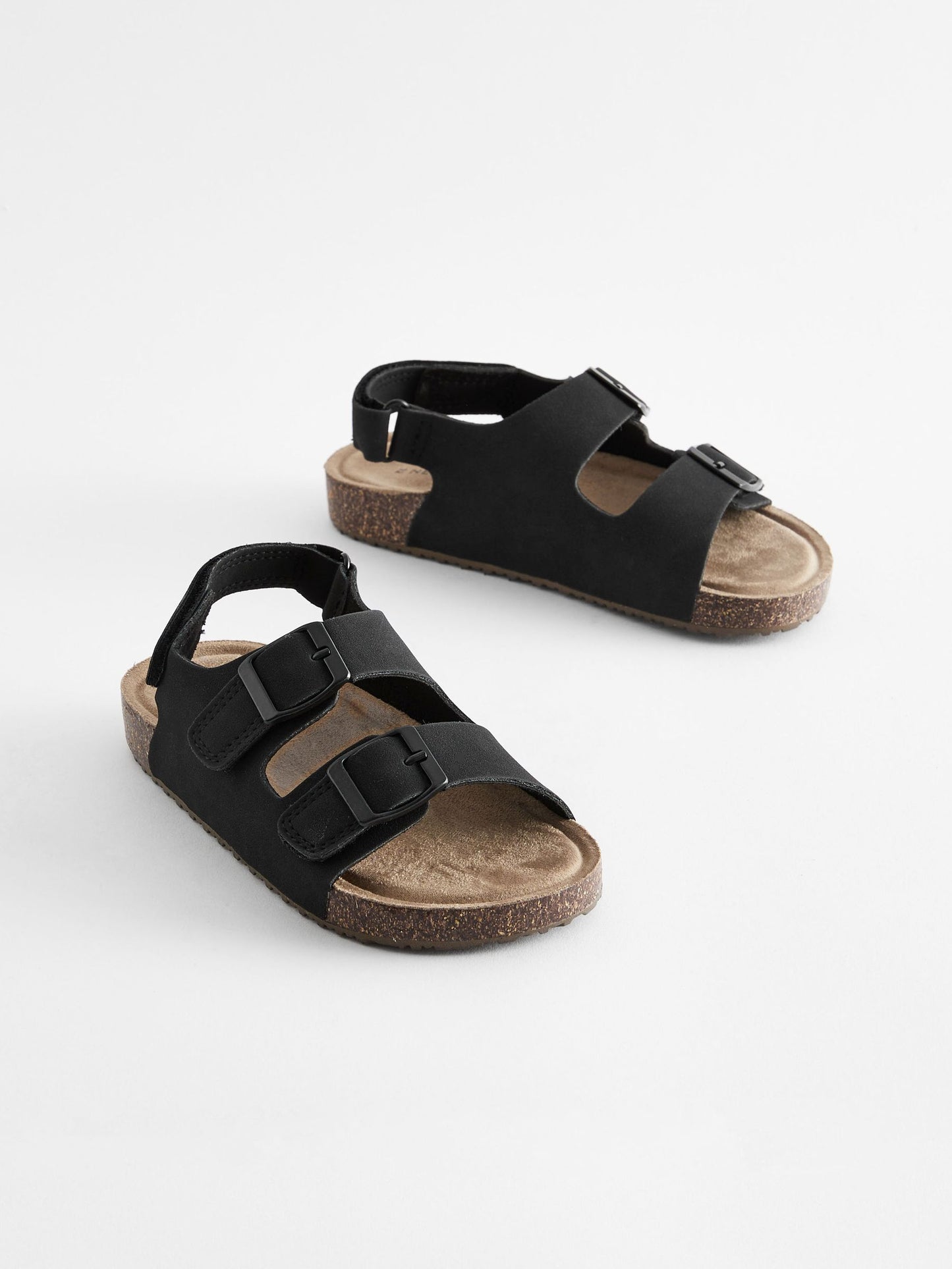 Black Standard Fit (F) Double Buckle Cushioned Footbed Sandals image 4