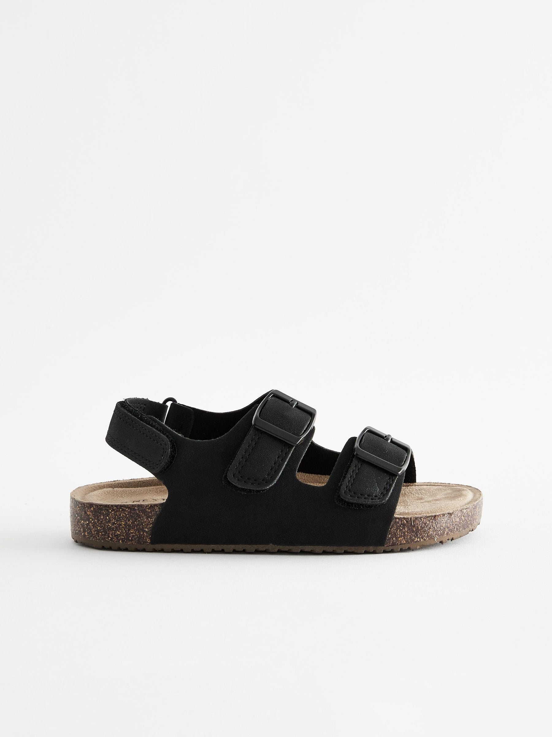 Black Standard Fit (F) Double Buckle Cushioned Footbed Sandals image 5