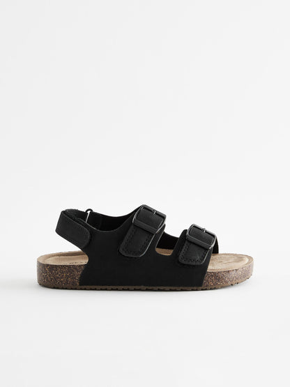 Black Standard Fit (F) Double Buckle Cushioned Footbed Sandals image 5