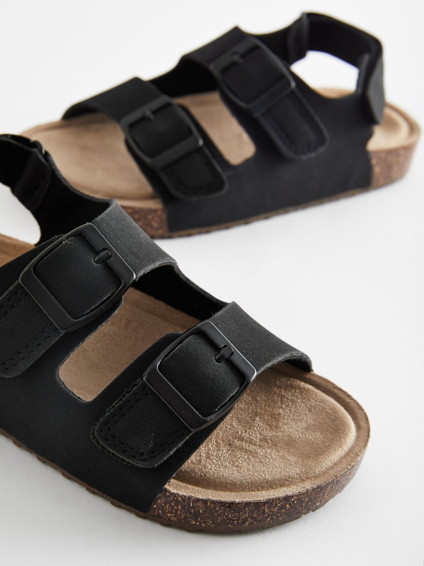 Black Standard Fit (F) Double Buckle Cushioned Footbed Sandals image 6
