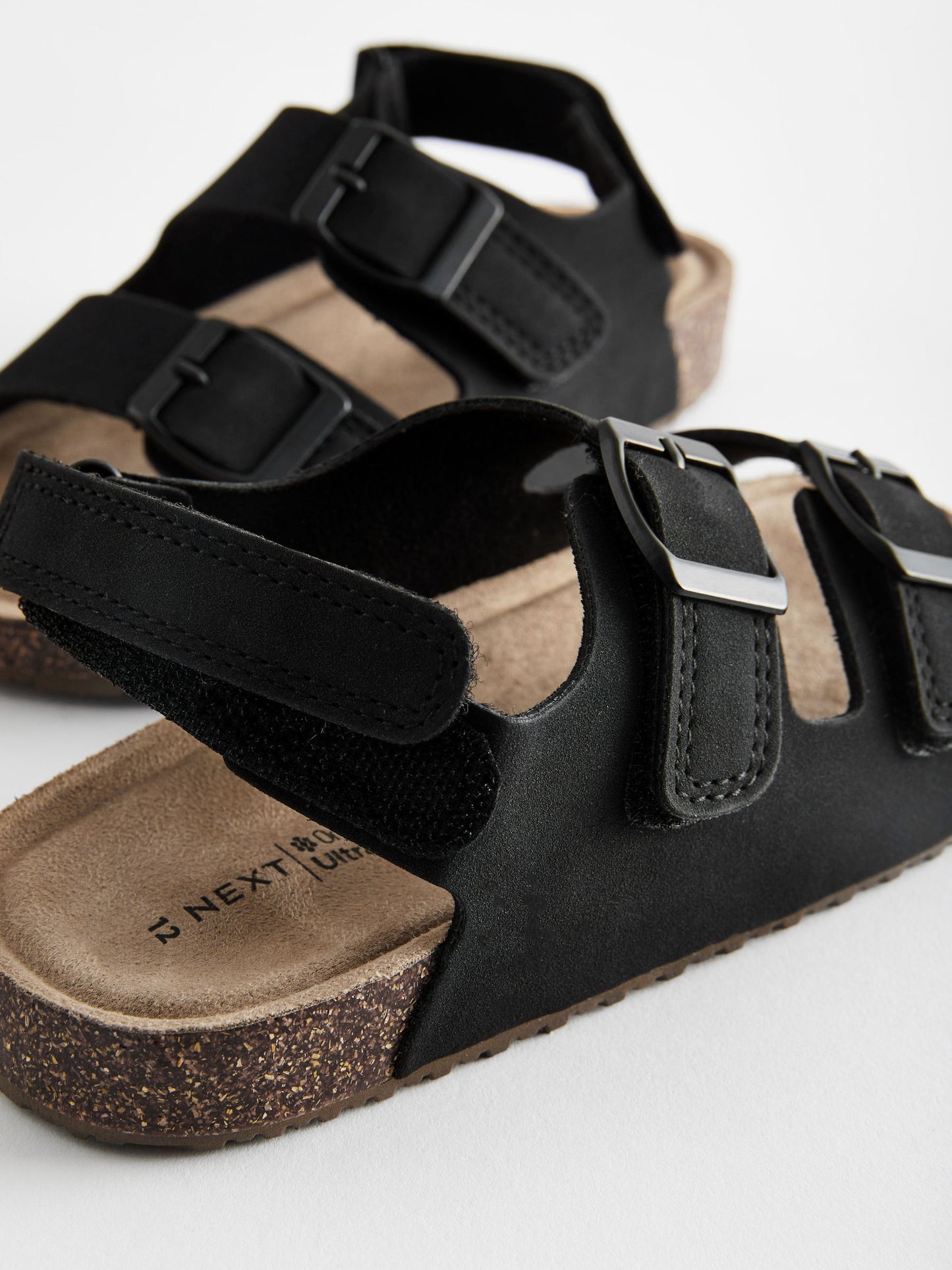 Black Standard Fit (F) Double Buckle Cushioned Footbed Sandals image 7