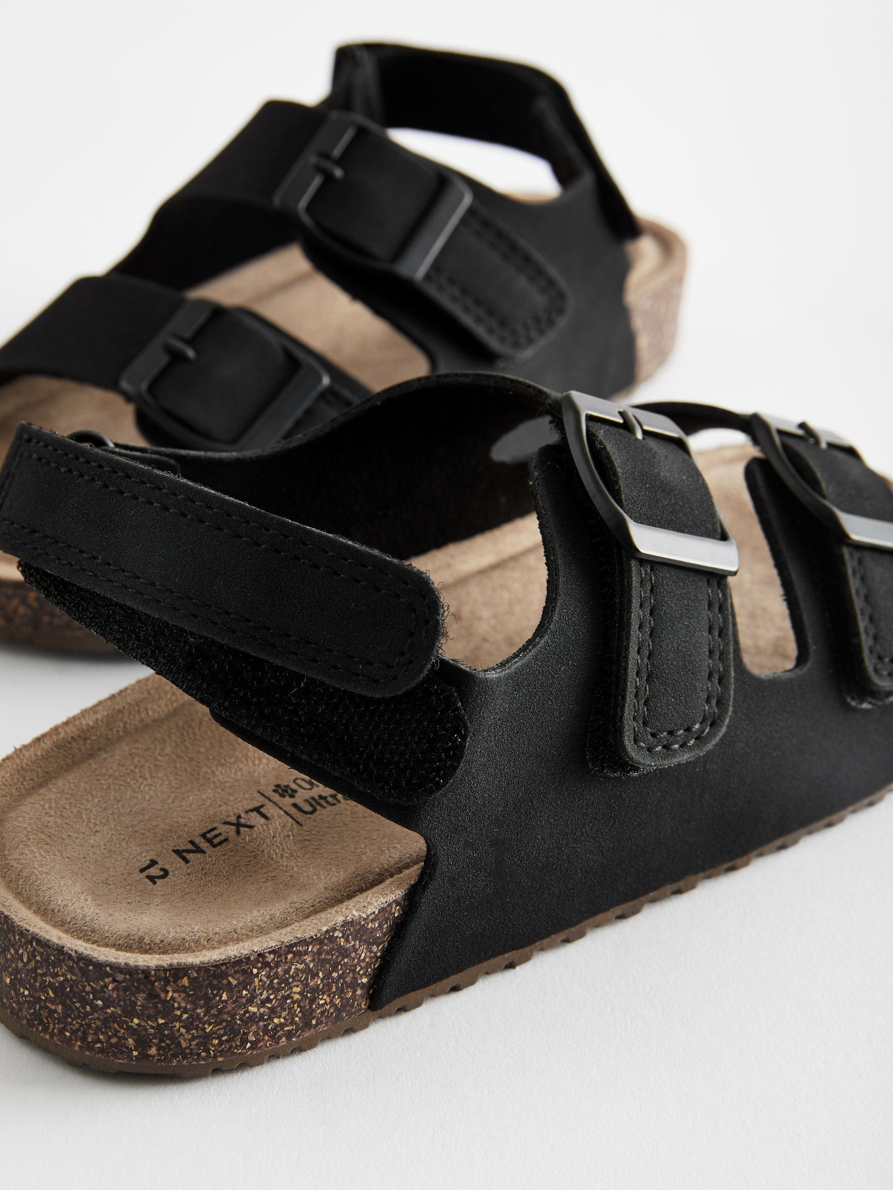 Black Standard Fit (F) Double Buckle Cushioned Footbed Sandals image 7
