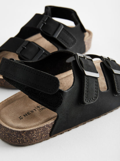 Black Standard Fit (F) Double Buckle Cushioned Footbed Sandals image 7