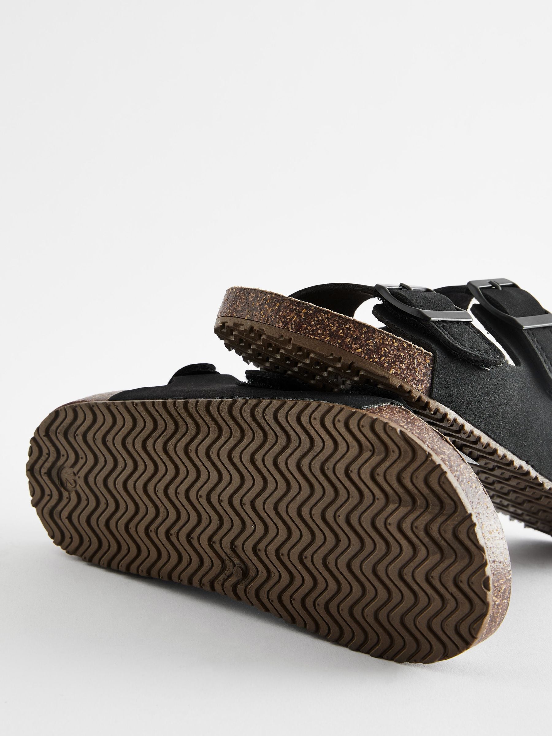 Black Standard Fit (F) Double Buckle Cushioned Footbed Sandals image 8