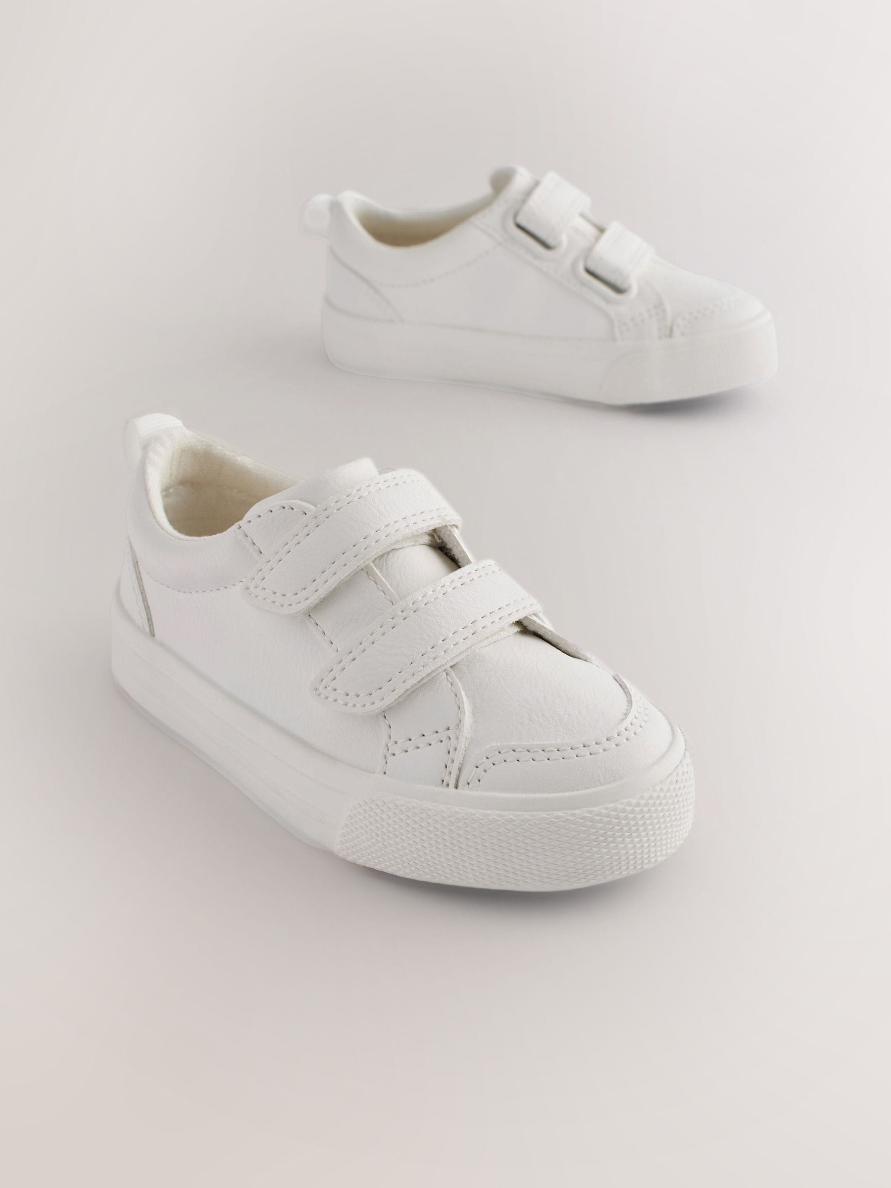 White Standard Fit (F) Two Strap Touch Fastening Trainers image 1