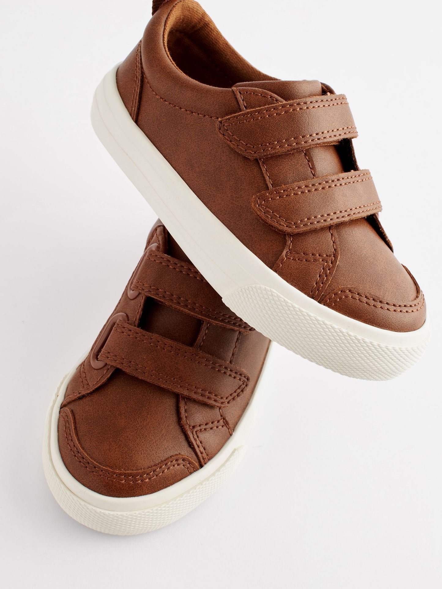 Tan Brown Standard Fit (F) Two Strap Touch Fastening Trainers image 3