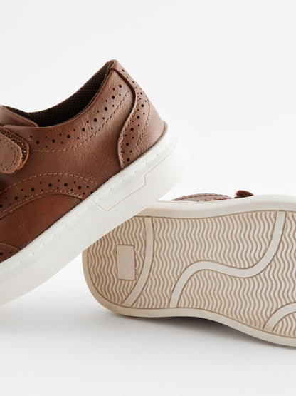 Tan Brown Standard Fit (F) Touch Fastening Brogue Shoes image 5