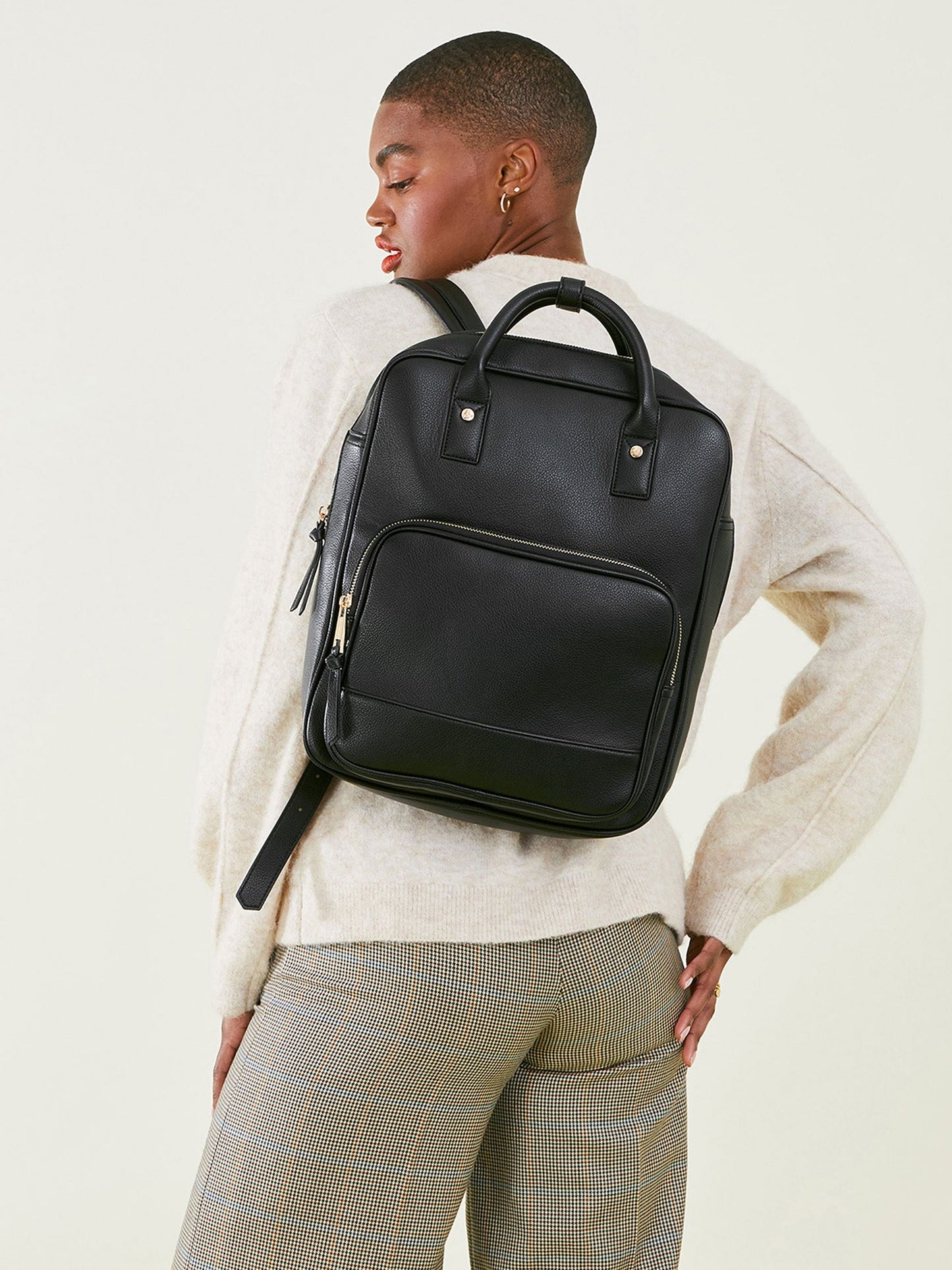 Accessorize Black Pocket Top Handle Backpack image 1