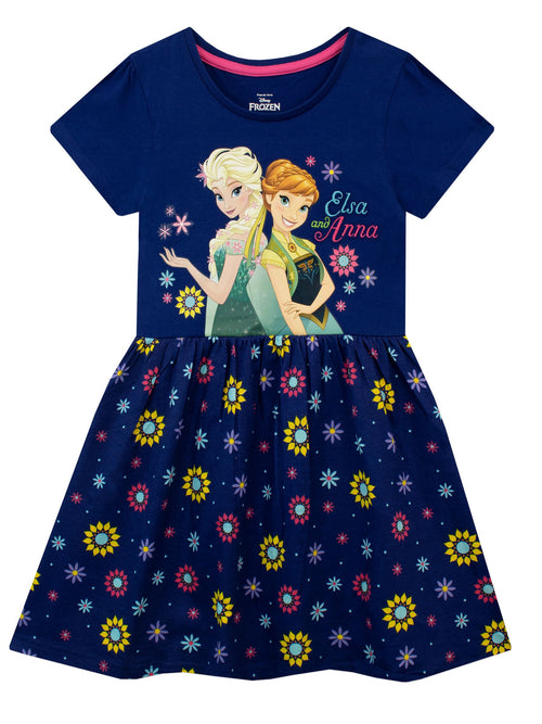 Character Blue 100% Cotton Frozen Flower Dress image 1