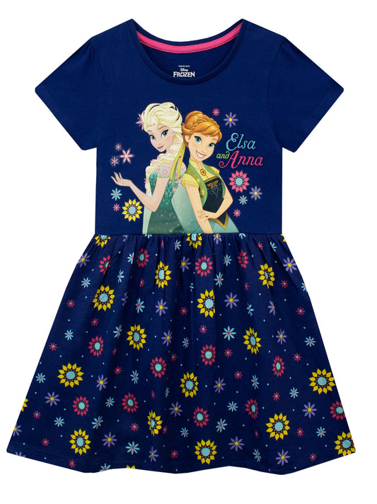 Character Blue 100% Cotton Frozen Flower Dress image 1