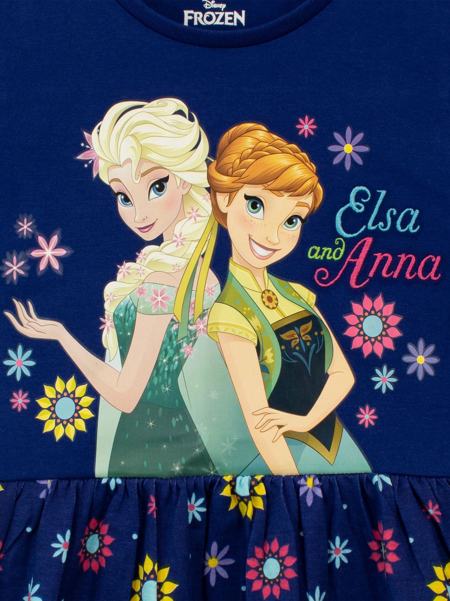 Character Blue 100% Cotton Frozen Flower Dress image 2