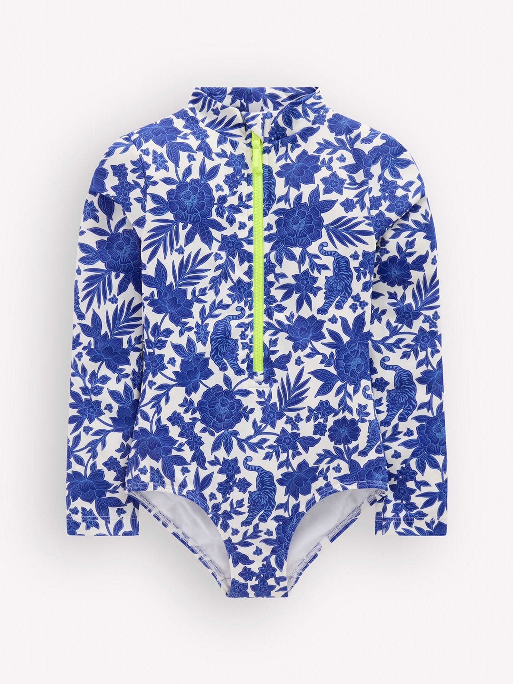 Boden Blue Long-Sleeved Swimsuit image 1