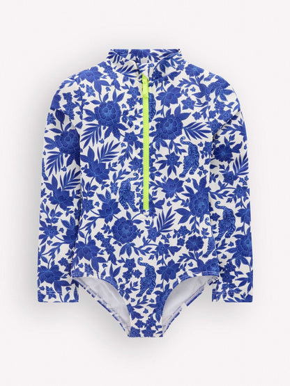 Boden Blue Long-Sleeved Swimsuit image 1