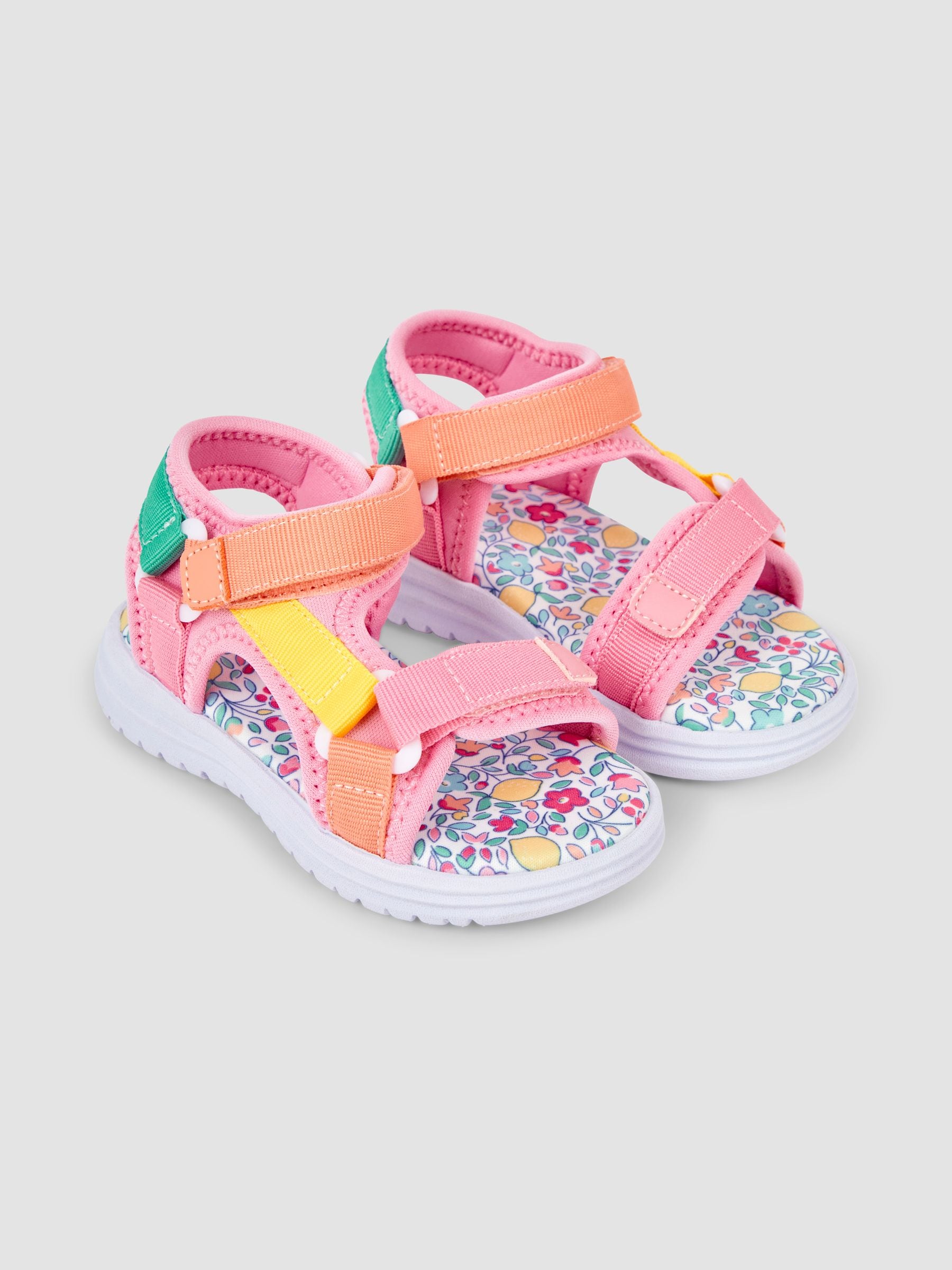 JoJo Maman Bébé Pink Colour Block Sandals image 1