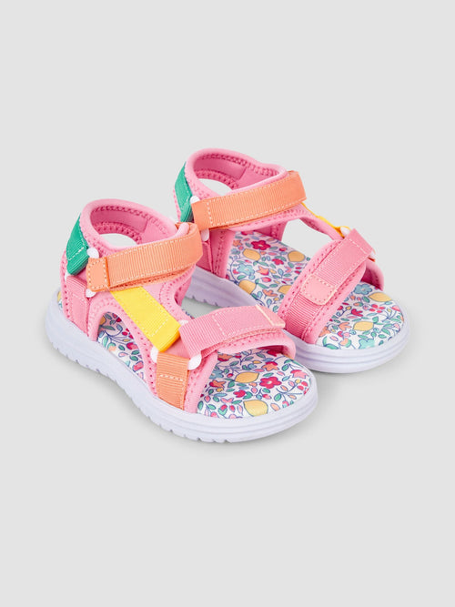 JoJo Maman Bébé Pink Colour Block Sandals image 1