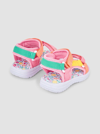JoJo Maman Bébé Pink Colour Block Sandals image 2