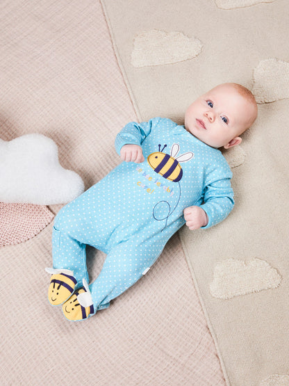 JoJo Maman Bébé Duck Egg Bee Appliqué Zip Sleepsuit image 3