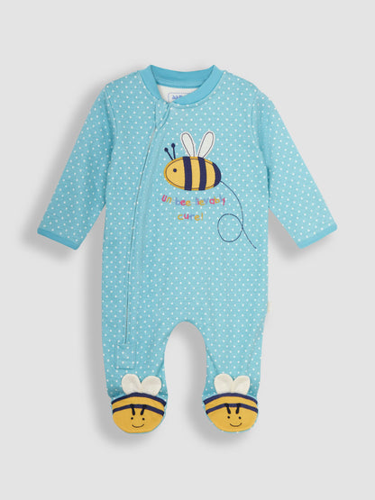 JoJo Maman Bébé Duck Egg Bee Appliqué Zip Sleepsuit image 5
