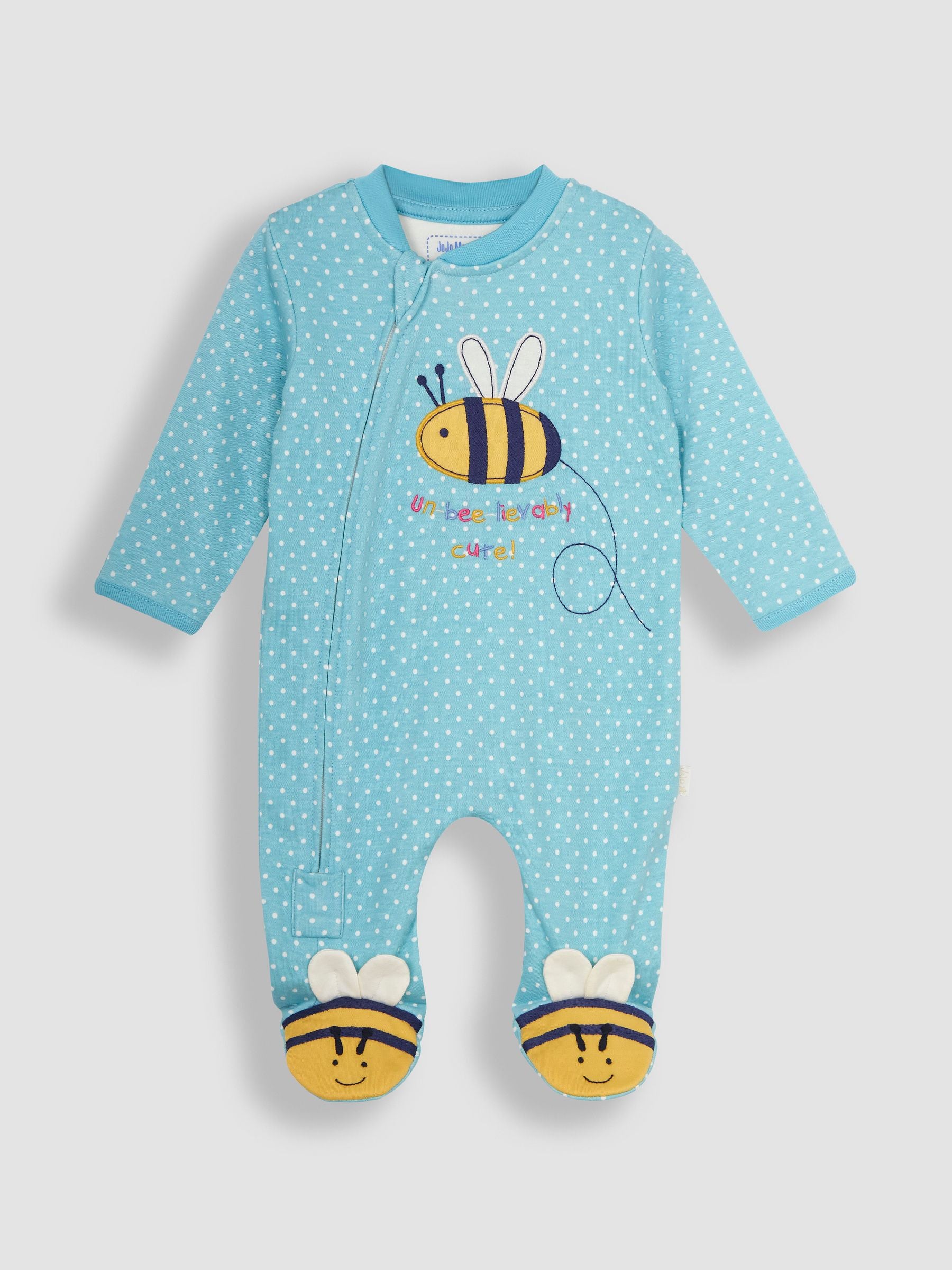 JoJo Maman Bébé Duck Egg Bee Appliqué Zip Sleepsuit image 5
