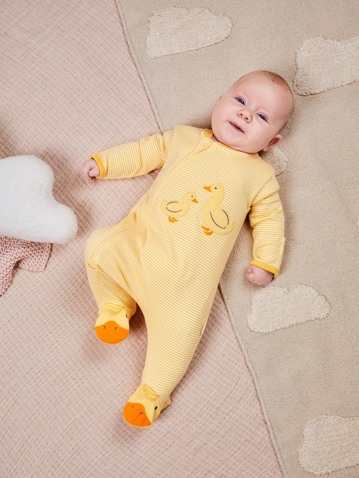 JoJo Maman Bébé Yellow Duck Appliqué Zip Sleepsuit image 1