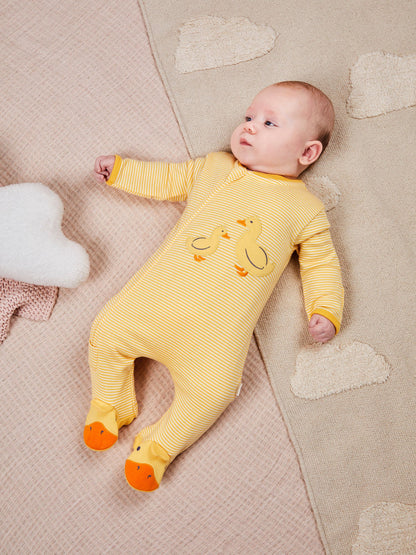 JoJo Maman Bébé Yellow Duck Appliqué Zip Sleepsuit image 2