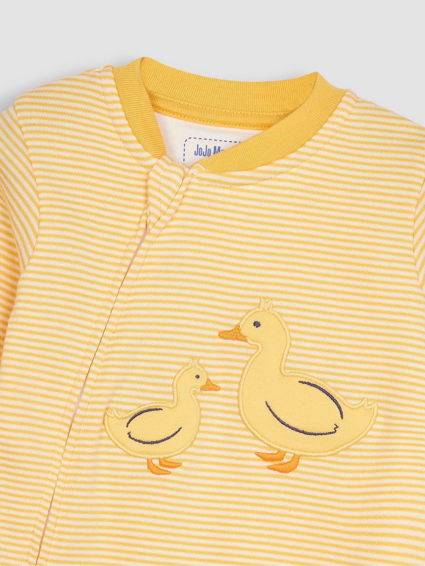 JoJo Maman Bébé Yellow Duck Appliqué Zip Sleepsuit image 3