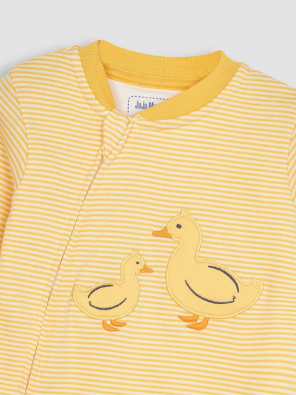 JoJo Maman Bébé Yellow Duck Appliqué Zip Sleepsuit image 3
