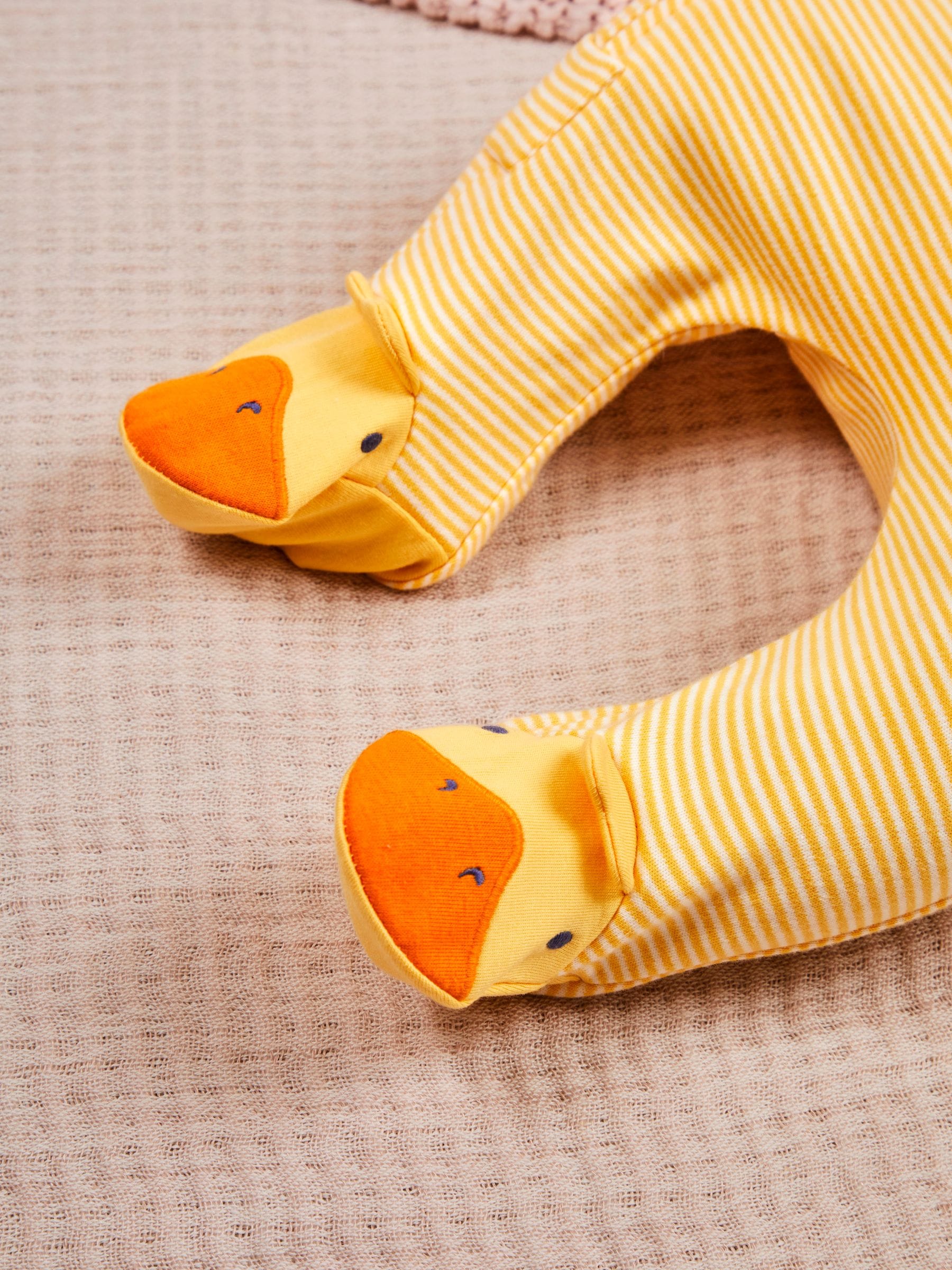 JoJo Maman Bébé Yellow Duck Appliqué Zip Sleepsuit image 4