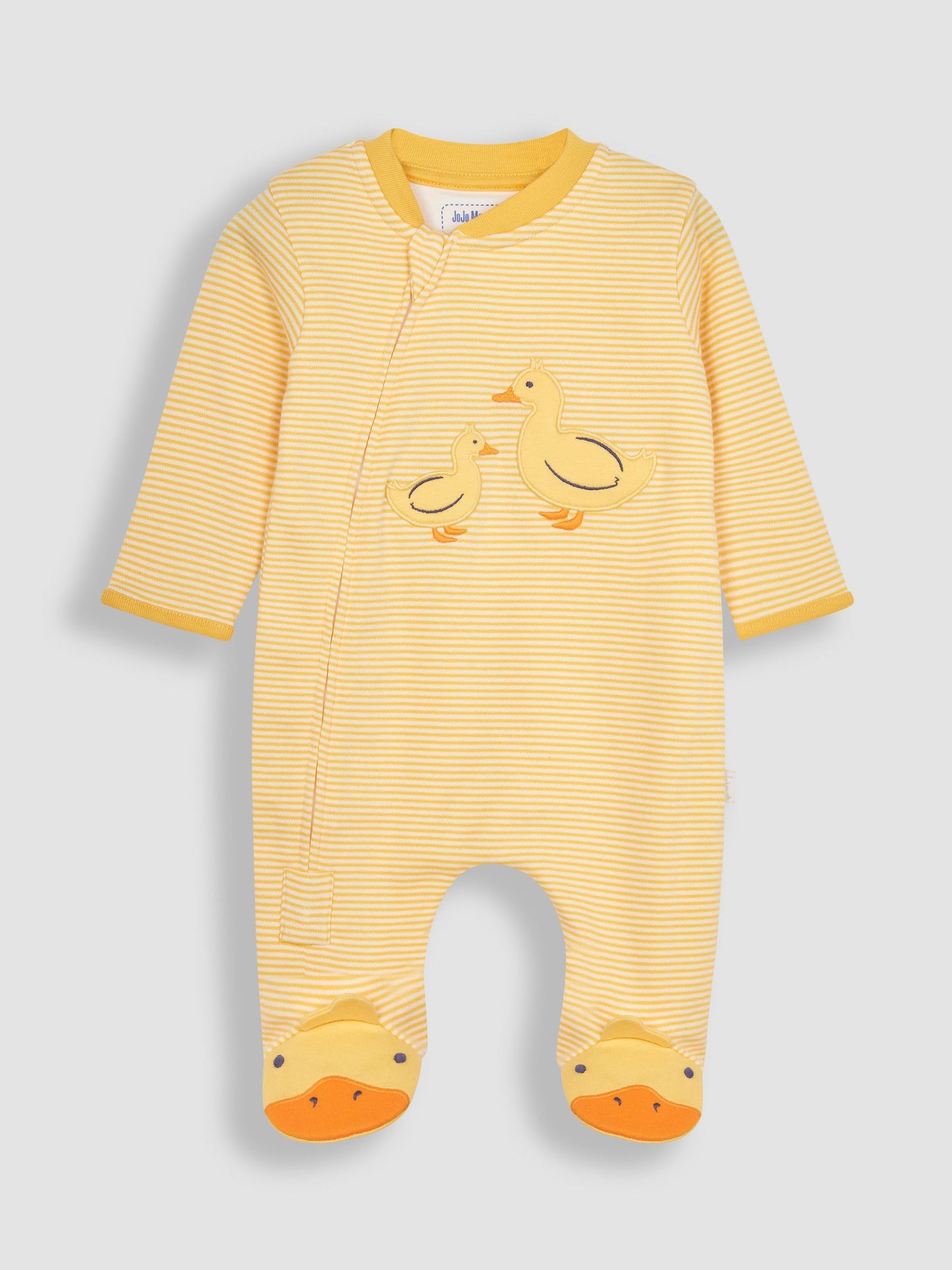 JoJo Maman Bébé Yellow Duck Appliqué Zip Sleepsuit image 5