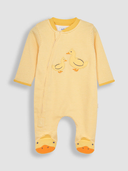 JoJo Maman Bébé Yellow Duck Appliqué Zip Sleepsuit image 5