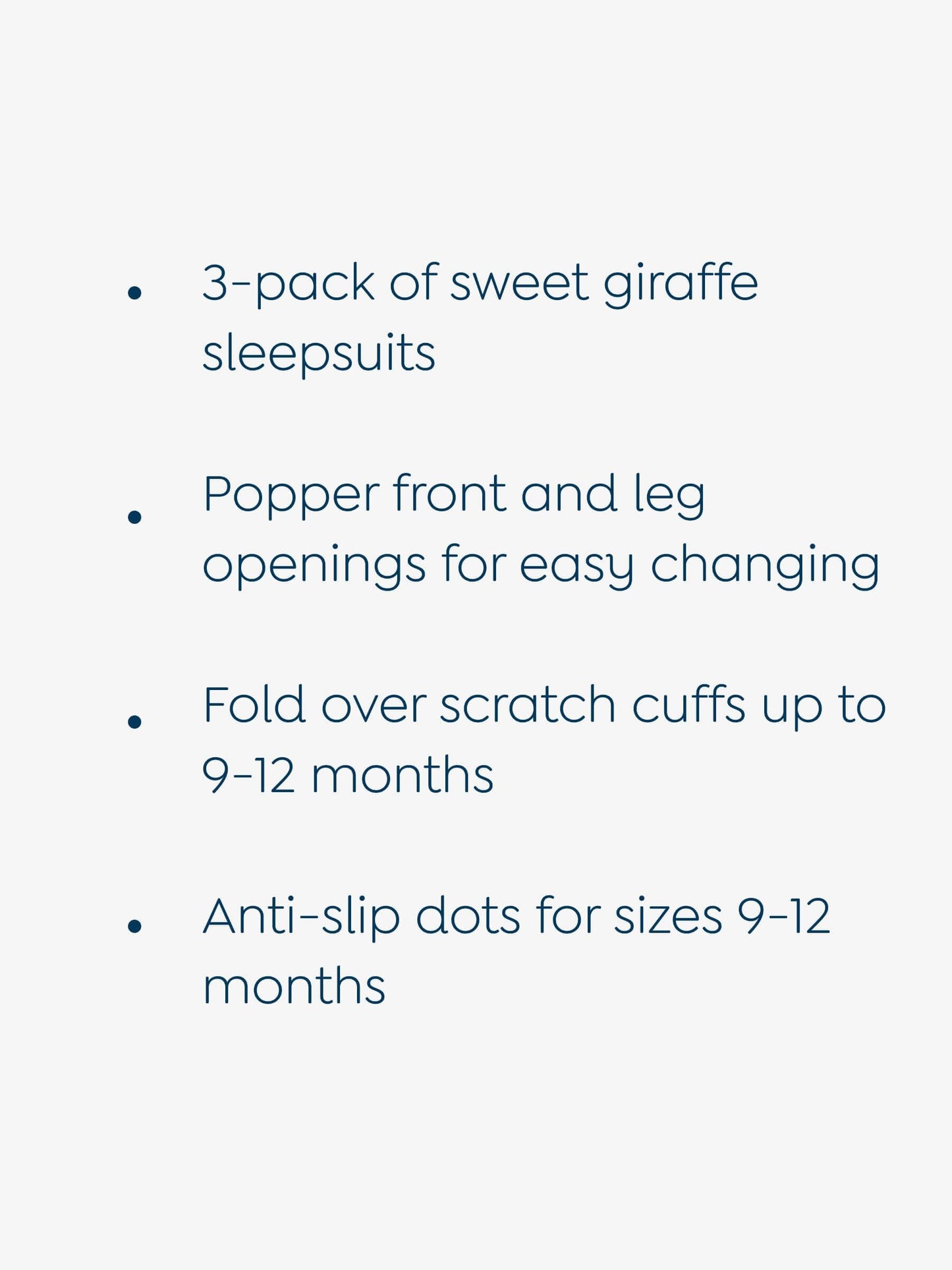 JoJo Maman Bébé Natural Giraffe Cotton Footed Animal Print Sleepsuits 3-Pack image 4