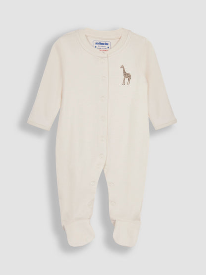 JoJo Maman Bébé Natural Giraffe Cotton Footed Animal Print Sleepsuits 3-Pack image 5