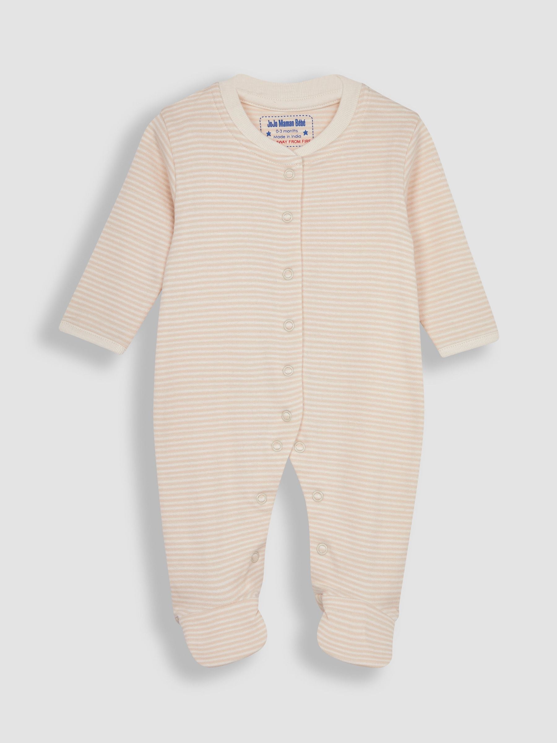 JoJo Maman Bébé Natural Giraffe Cotton Footed Animal Print Sleepsuits 3-Pack image 6