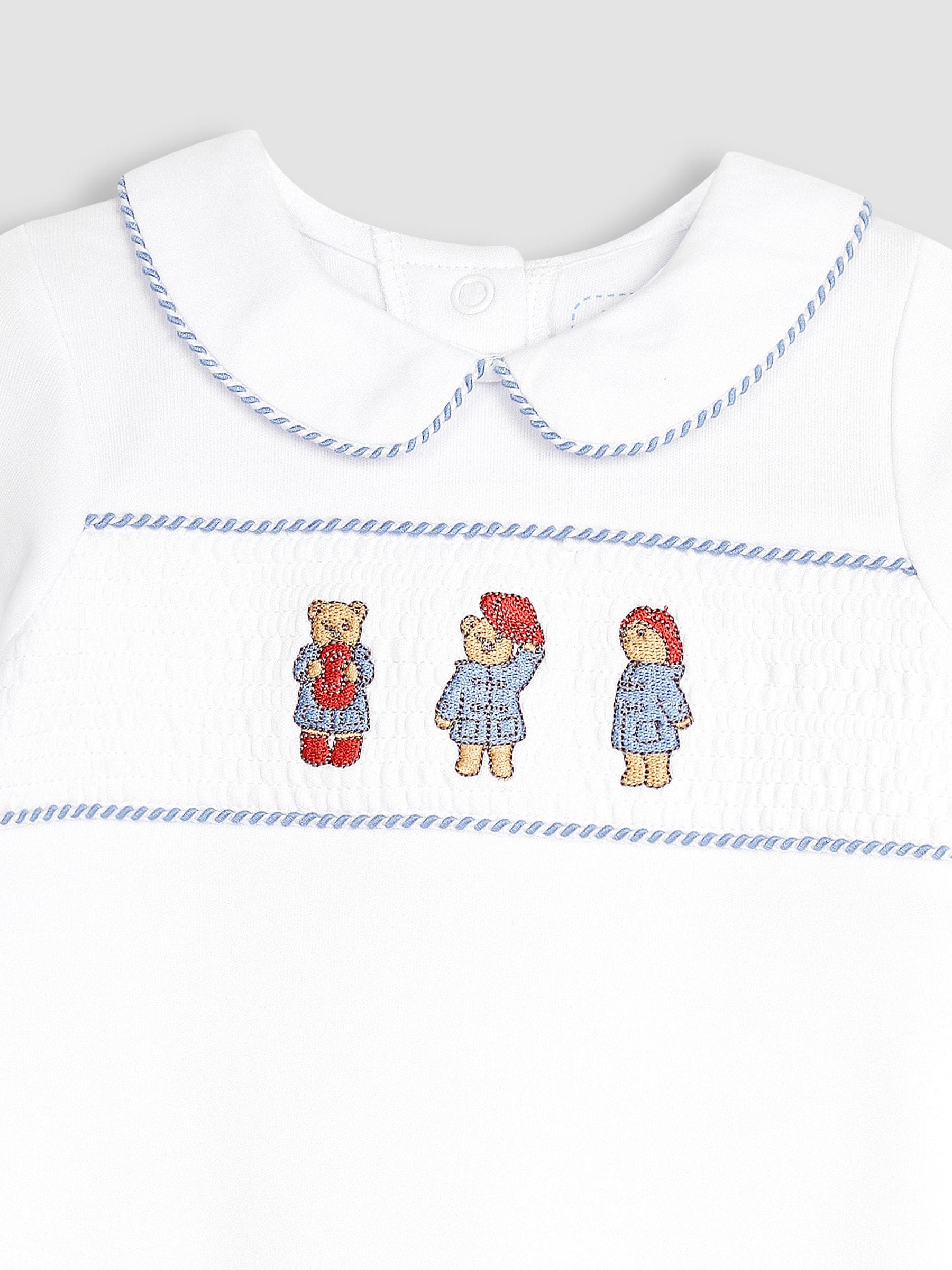 JoJo Maman Bébé White Paddington Smocked Sleepsuit image 4