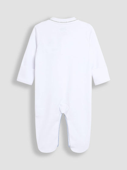 JoJo Maman Bébé White Paddington Embroidered Sleepsuit & Hat Set image 4