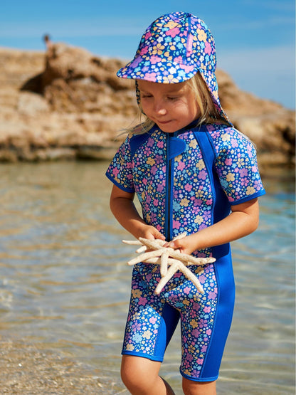 JoJo Maman Bébé Navy Blue Floral Print Junior Wetsuit image 1
