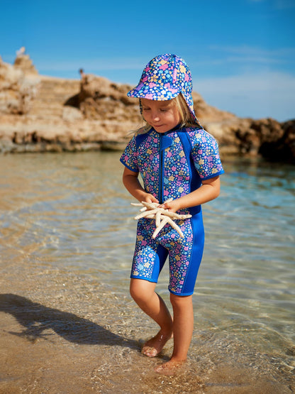 JoJo Maman Bébé Navy Blue Floral Print Junior Wetsuit image 2