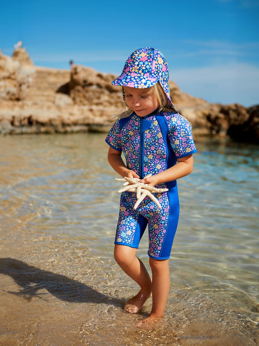 JoJo Maman Bébé Navy Blue Floral Print Junior Wetsuit image 2