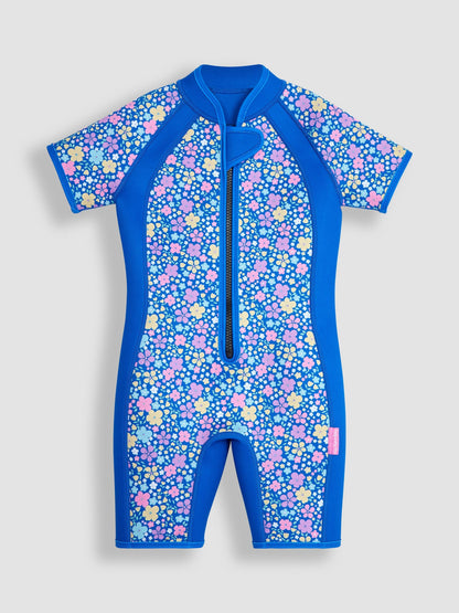 JoJo Maman Bébé Navy Blue Floral Print Junior Wetsuit image 3