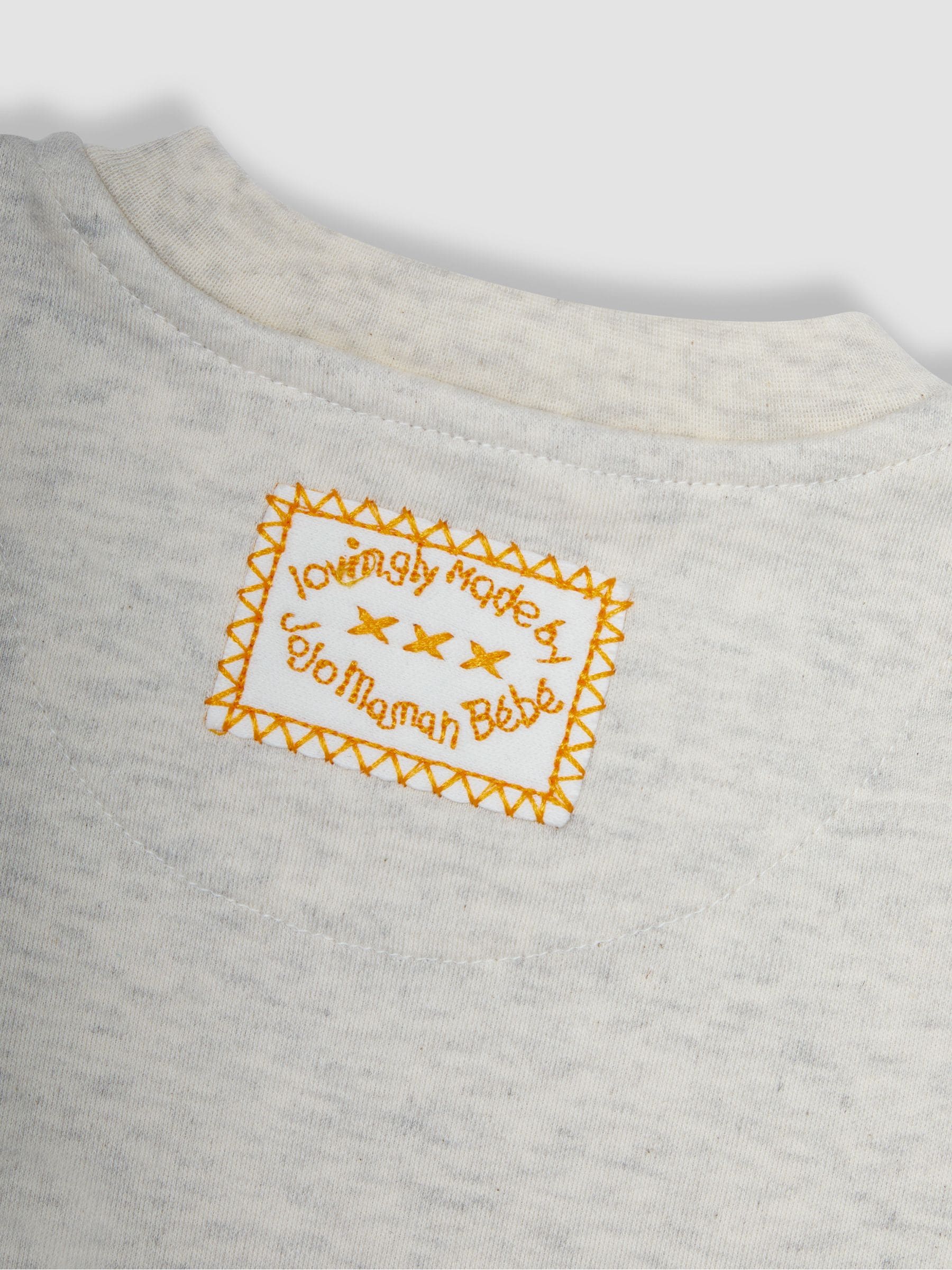 JoJo Maman Bébé Natural Cream Giraffe Appliqué Zip Sleepsuit image 3